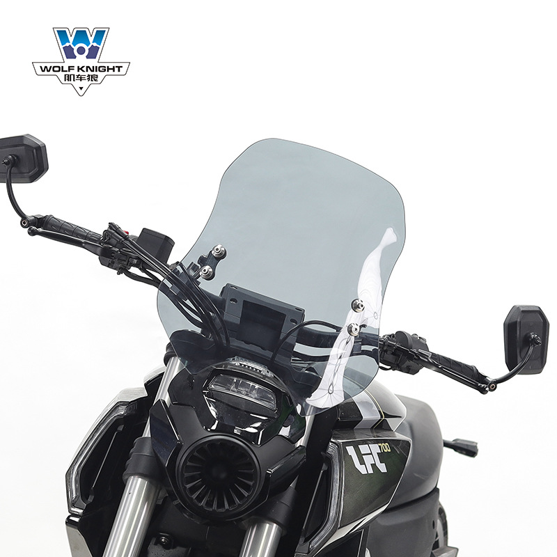 Jiche Wolf: Benda Motorcycle front windshield - benda-lfc700-tea-color-5mm-thick-45cm-high-pc-board-wear-resistant