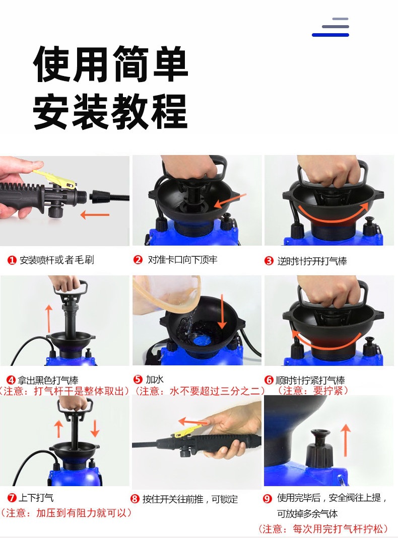 Suitable for car washers, manual car wash machines, household high-pressure portable foam spray nozzles, water guns, motorcycles, and electric scooters