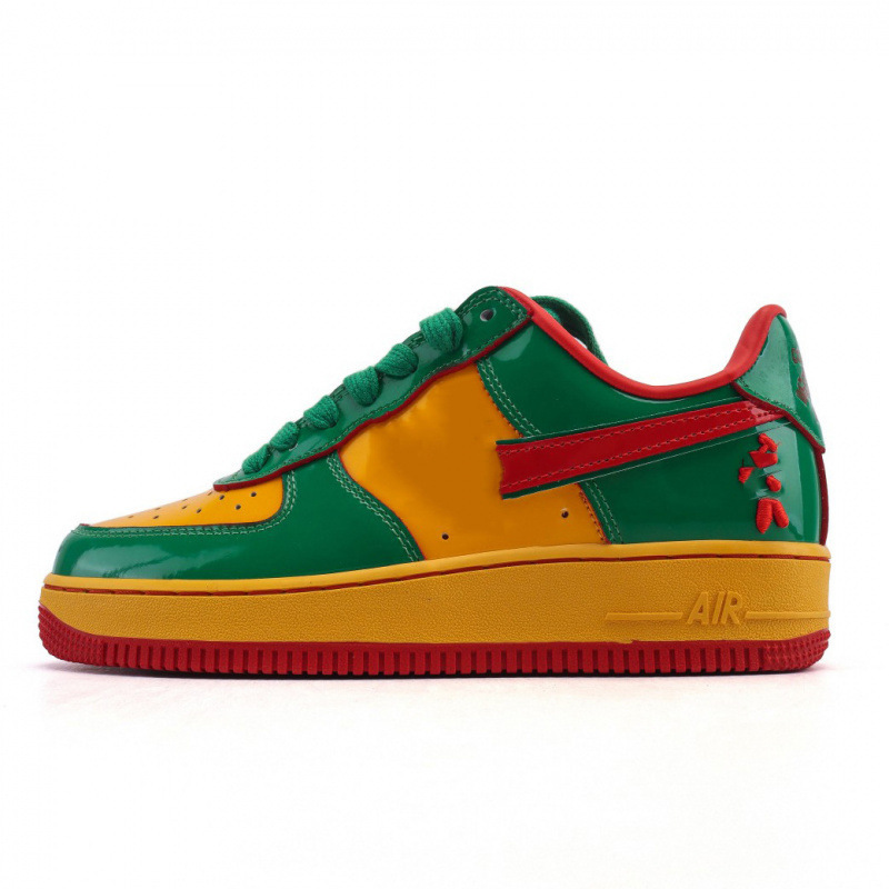 Cross-Border Air Force One Co-Branded Sneakers for Workers, Green Gold and Red Patent Leather Casual Shoes, Fashionable and Versatile Couple Shoes Cross-Border Air Force One Co-Branded Sneakers for Workers, Green Gold and Red Patent Leather Casual Shoes, Fashionable and Versatile Couple Shoes