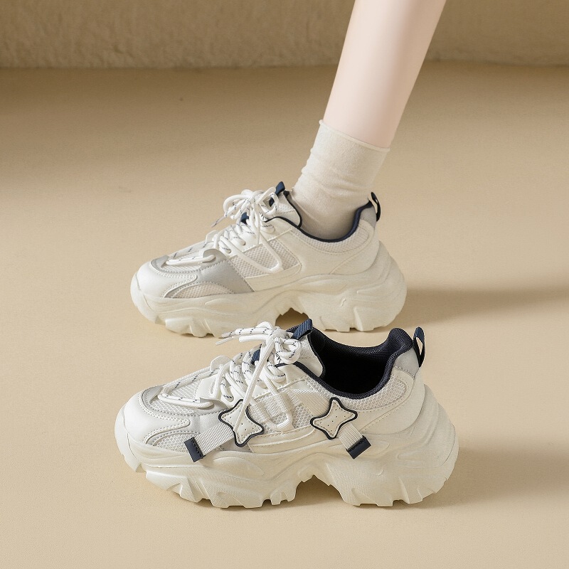 Thick-Soled White Dad Shoes, Popular New Spring and Autumn Models, Height-Increasing Casual High-Heeled Women's Shoes, Versatile and Fashionable Sneakers