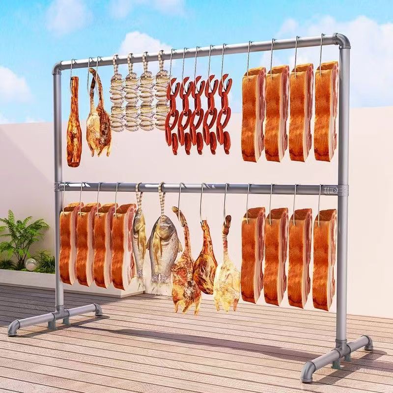 Steel Pipe Clothes Drying Rack, Double-Layer, Double-Rod, Floor-Standing, Simple, Vertical, Indoor, Dormitory, Home, Balcony, Bedroom, for Hanging Clothes