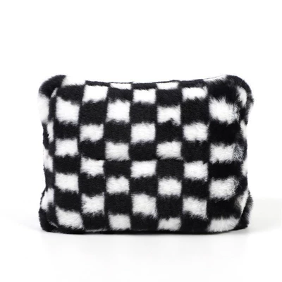 Cushion Winter Simple Diamond Pattern: Seat cushion, seat cover - rabbit-fur-black-and-white-lattice-tissue-box