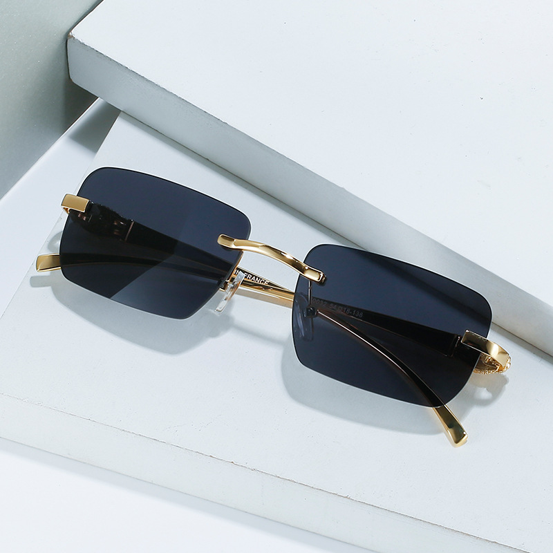 Sunglasses Leopard Head Metal Square Rimless Unisex Eyewear_voghion.com