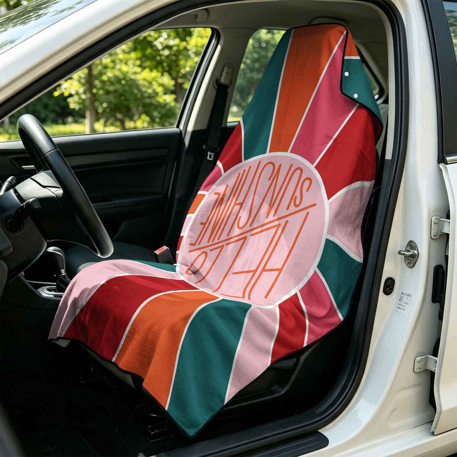 Printed bath towel and car seat cover 2-in-1, ultra-fine fiber outdoor beach and car dual-use universal seat cushion