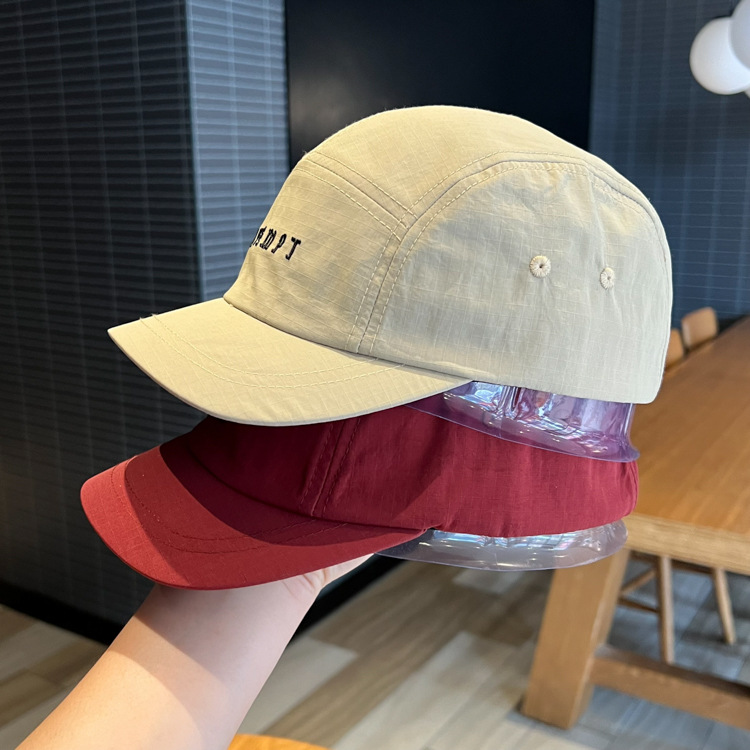 帽子潮牌黑色短檐鴨舌帽韓版男士夏季字母刺繡百搭棒球帽速乾麵料