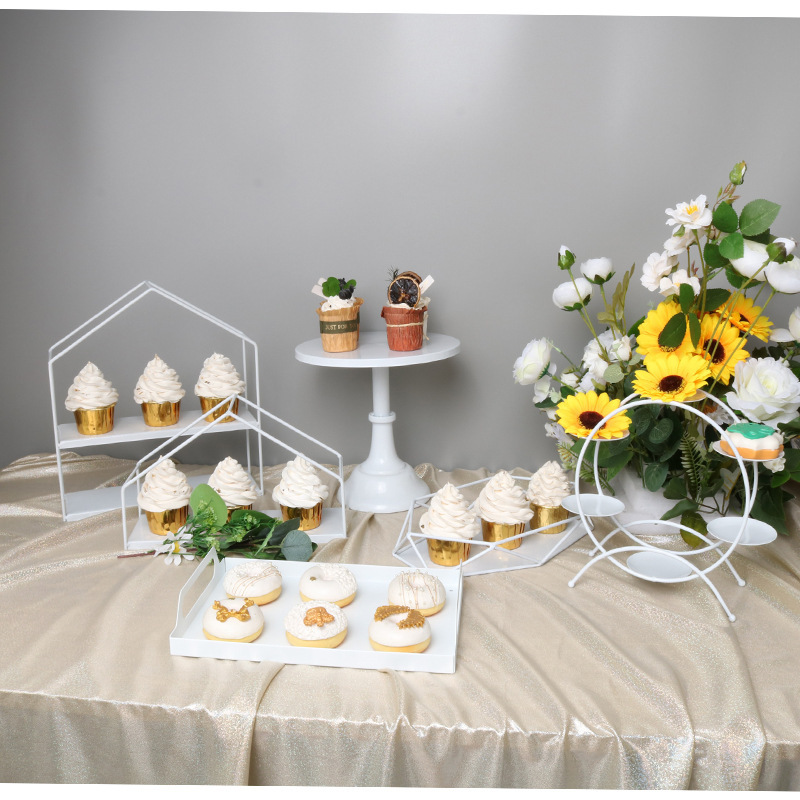 Mesa de postre de hierro blanco pastel decoración soporte de exhibición bandeja MESA DE BODA tarde Merienda soporte comida fría té descanso
