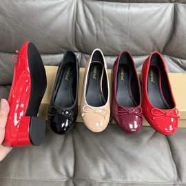 温柔风尖头气质女新款蝴蝶结粗跟懒人一脚蹬单鞋