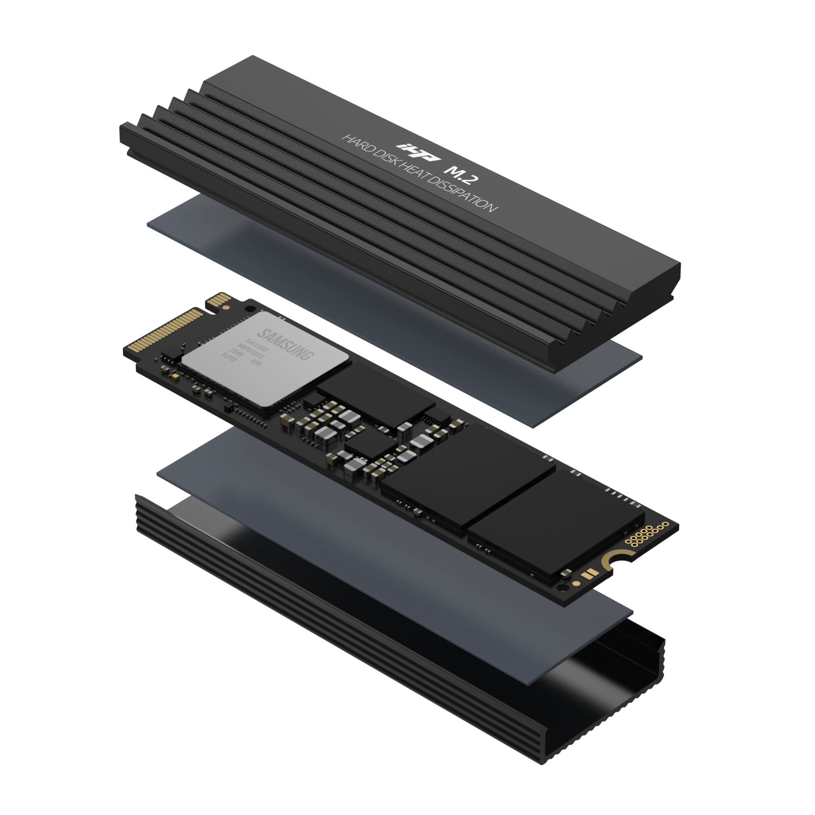 Дисковый радиатор для твердотельного накопителя M.2-01 2280 SSD, радиатор охлаждения расширения, анодированный алюминий, пескоструйная обработка