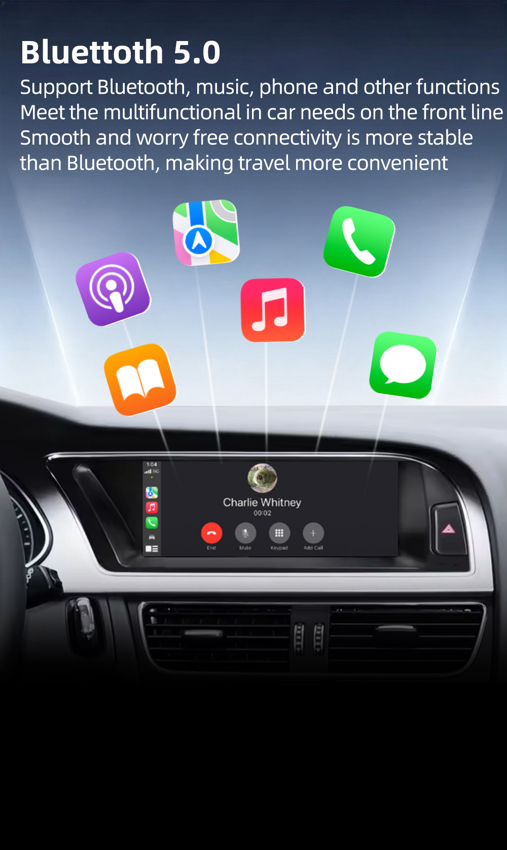 Car navigation central control screen suitable for Audi A4 RS4 B8 B8.5 8K Android reversing camera multimedia playback