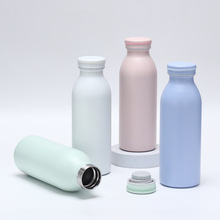 亚马逊新款不锈钢运动水瓶创意直身双层牛奶瓶时尚真空保温杯批发