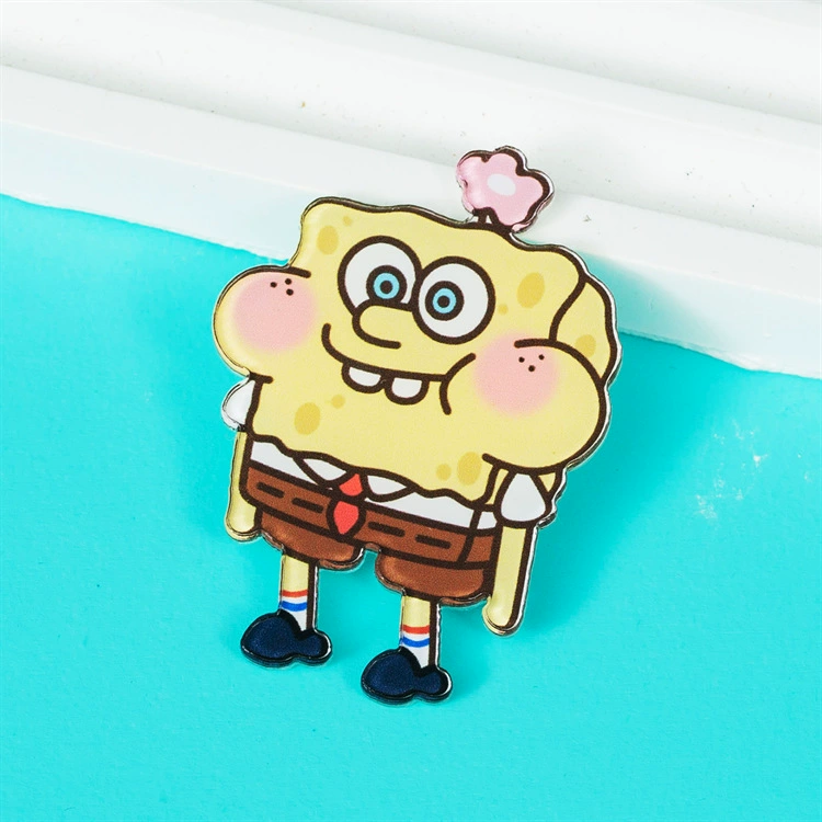 Brand cartoon sponge children's acrylic brooch, badge, bag accessory, pin, pendant, Birthday gift