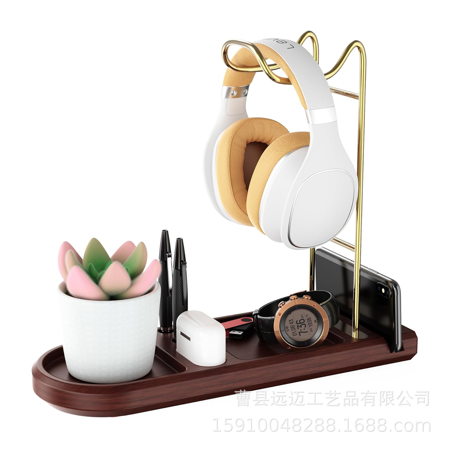 나무 이어폰 거치대, 사무실 책상 문구류 펜꽂이, 휴대폰 거치대, 게임 컨트롤러 보관함, 수납 정리대