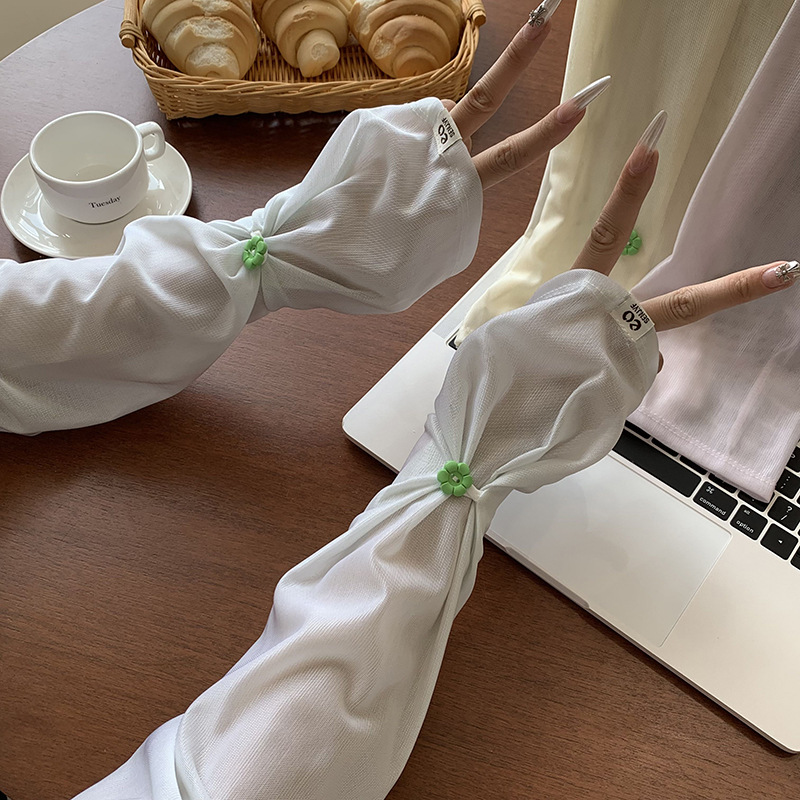 Mangas de hielo, mangas de protección solar, nuevos productos de verano, hebilla de disco de arte retro, mangas de hielo de hilo delicado, protectores de brazos de conducción sueltos y transpirables