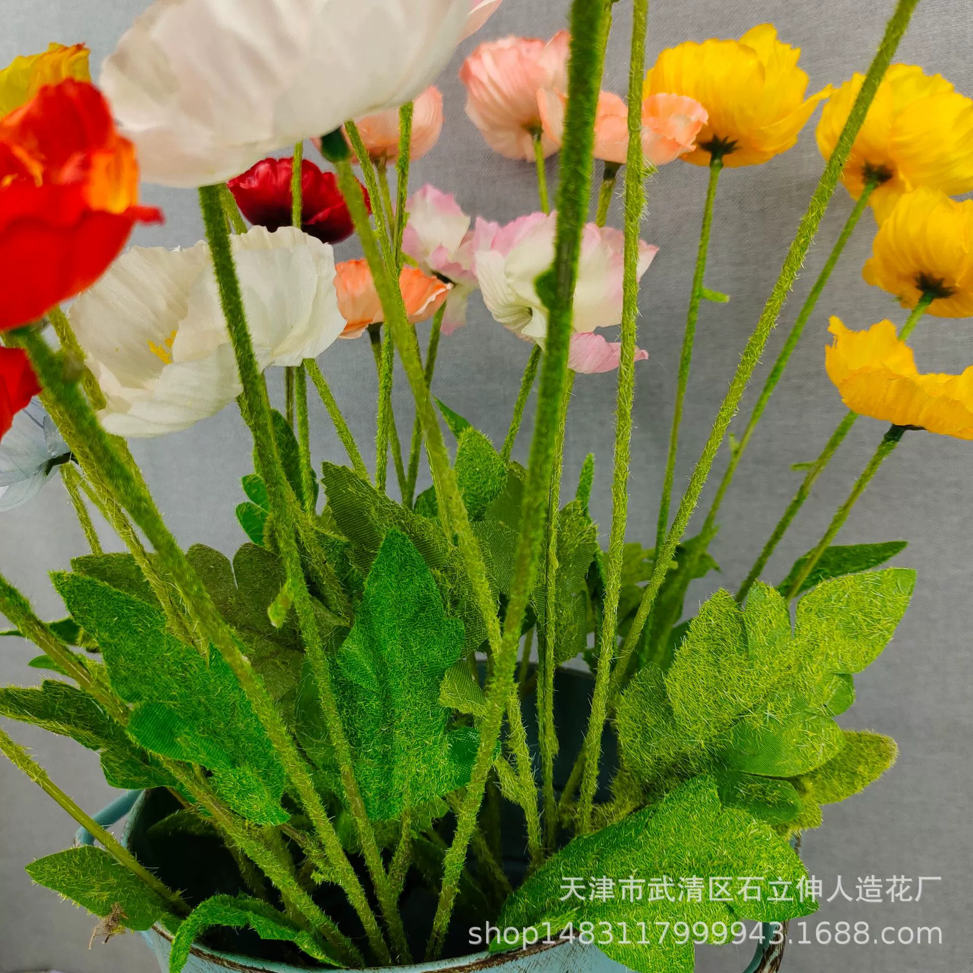 Manufacturer supplies artificial poppies, poppy flowers, wedding hall road leads, artificial flowers decoration, wholesale artificial flowers