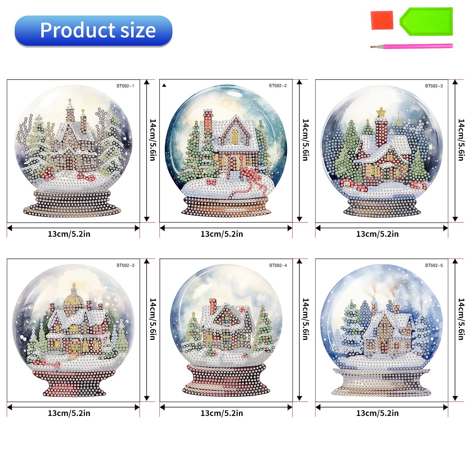 Pegatinas de diamantes navideñas populares de Temu, pegatinas 5D, bola de cristal, juego de 6 piezas, kits de bricolaje para niños, venta al por mayor
