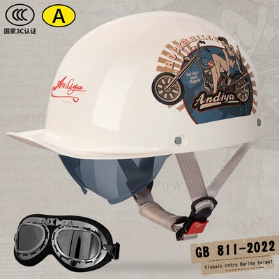 Helmet Retro Harley Cruise Half — Motosiklet kaskı (dəbilqə) - off-white-motorcycle-beauty-goggles