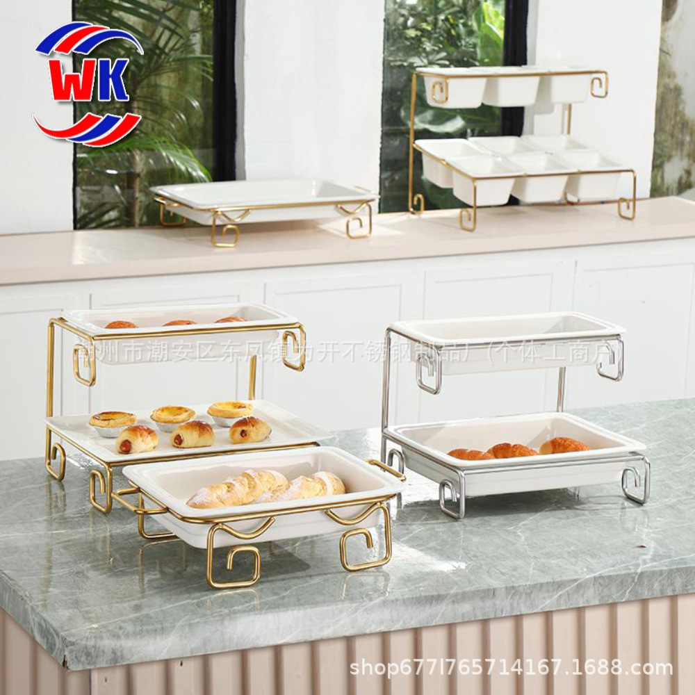 Placa de buffet, estante de exhibición de pasteles, platos de frutas de hotel, postres de salón de estilo europeo, estante de postres simple