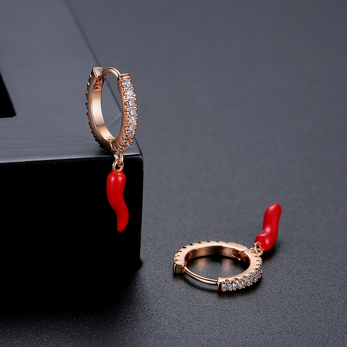 Creative fashionable earrings hip-hop style for men and women with…