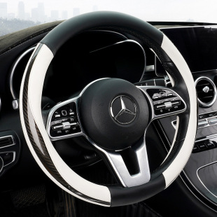 Carbon fiber steering wheel cover sports non-slip breathable car handle cover leather stitching car steering wheel cover factory outlet