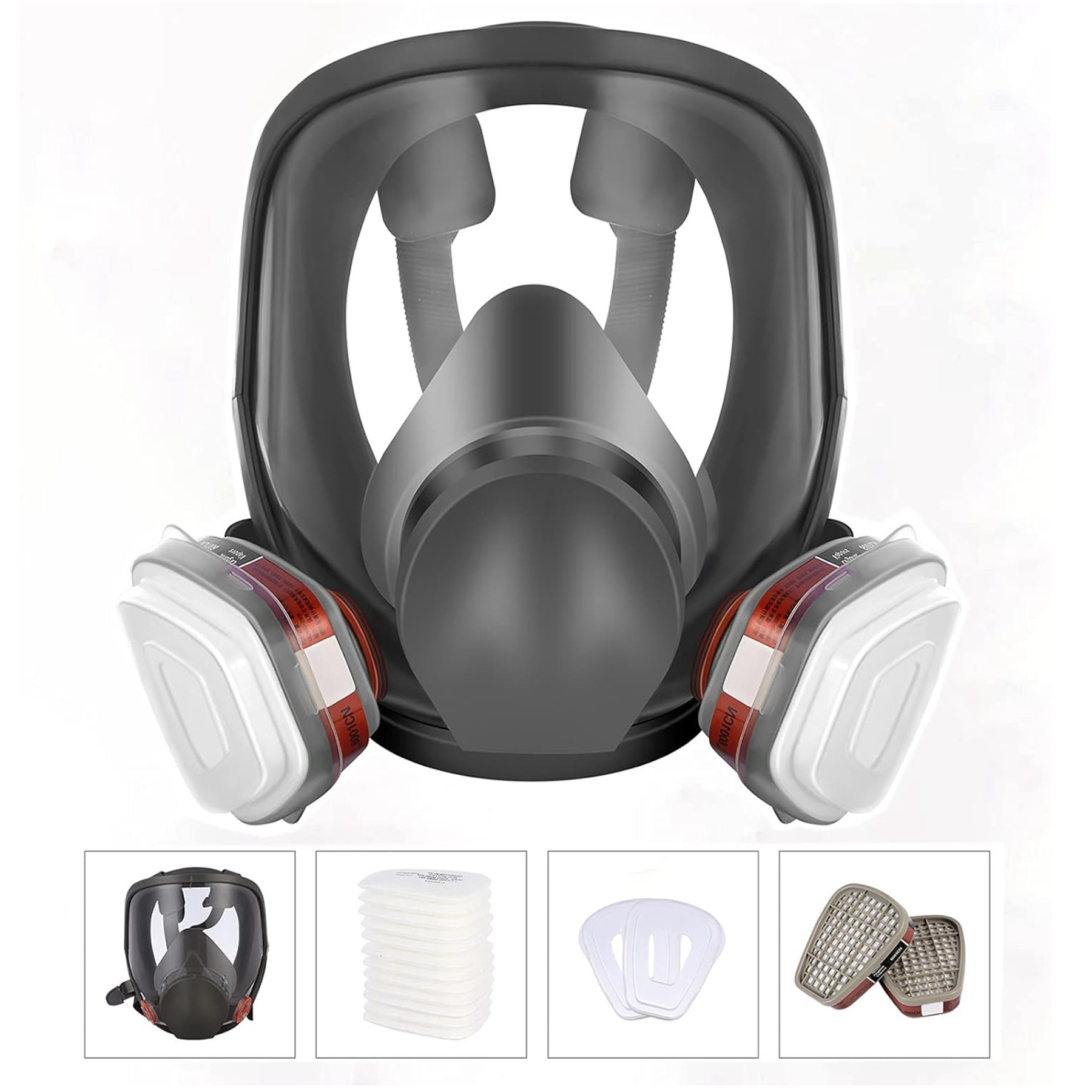 6800全面罩防尘防毒硅胶带6001过滤盒10片过滤棉片带标