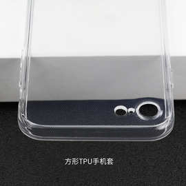 适用苹果iPhoneSE3直边方形手机壳电镀透明实色TPU保护套素材厂家