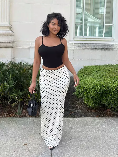 G26D469-Cross-Border French-Style Polka Dot Skirt for Women, Summer High-Waisted, Slim-Fitting, Hip-Hugging Fishtail Long Skirt