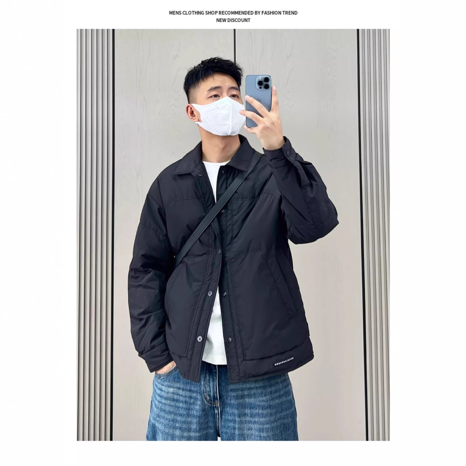 Shirt-Style Lightweight down Jacket for Men, Winter 2025 Fashion, Loose Turn-Down Collar, White Duck Down, Warm Coat, Trendy