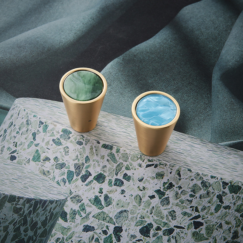 創意北歐地中海黃銅拉手兒童房貝殼衣櫃門抽屜鞋櫃單孔輕奢把手