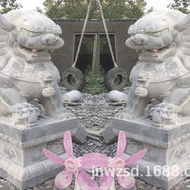 石刻镇墓狮厂家 1.2米坟地石头狮子价格 3.5米大门石狮子雕刻图片