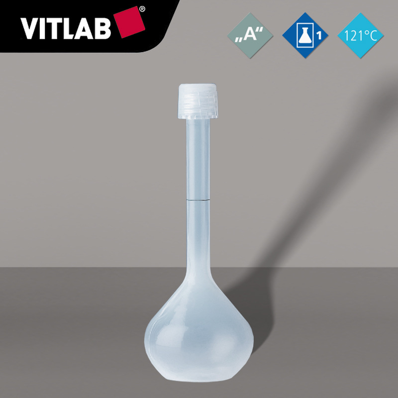 德国VITLAB容量瓶PFA材质A级带PFA螺纹盖可溶性聚四氟乙烯试剂瓶