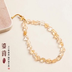 925银天然黄水晶随型手机链挂饰女手腕绳高级感手机挂绳相机挂件