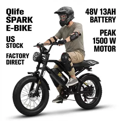 High-power 1500W 48V 13Ah fat-tire electric bicycle, Class 3 light motorcycle, suitable for youth (Elektrikli motosikletlər)