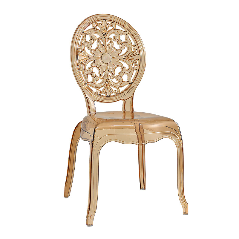 Silla de cristal acrílico para tienda de té con leche, cafetería, con respaldo, silla de balcón transparente de lujo ligero, silla para salón de banquetes de hotel.