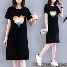 短袖t恤女中长款2024夏季新款韩版宽松休闲体恤连衣裙夏装上衣潮T