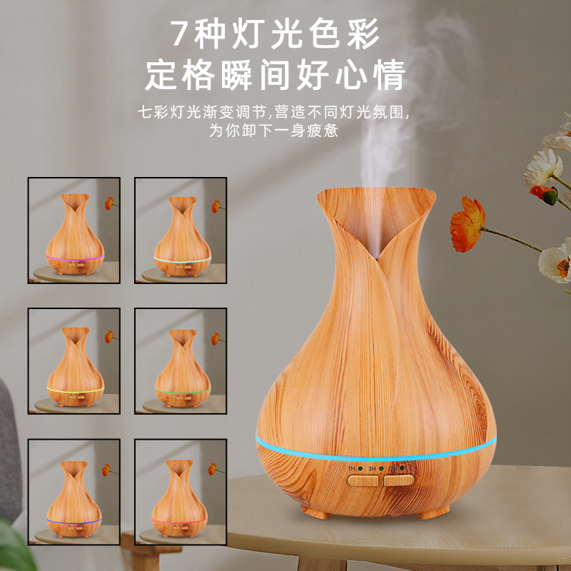 2022 nuevo USB jarrón mecánico de madera ligera aromaterapia grano hogar interior ultrasónico aceite esencial agua oxígeno máquina aromaterapia