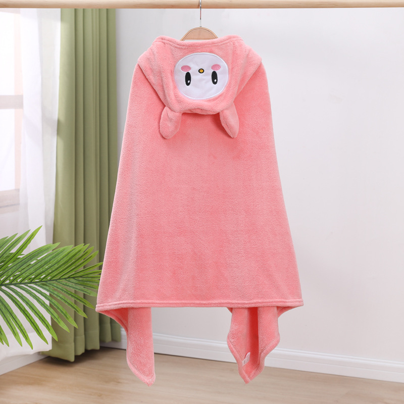 Coral fleece bebé usable Toalla de baño con capucha de dibujos animados capa de los niños Albornoz suave absorbente edredón infantil Toalla de baño