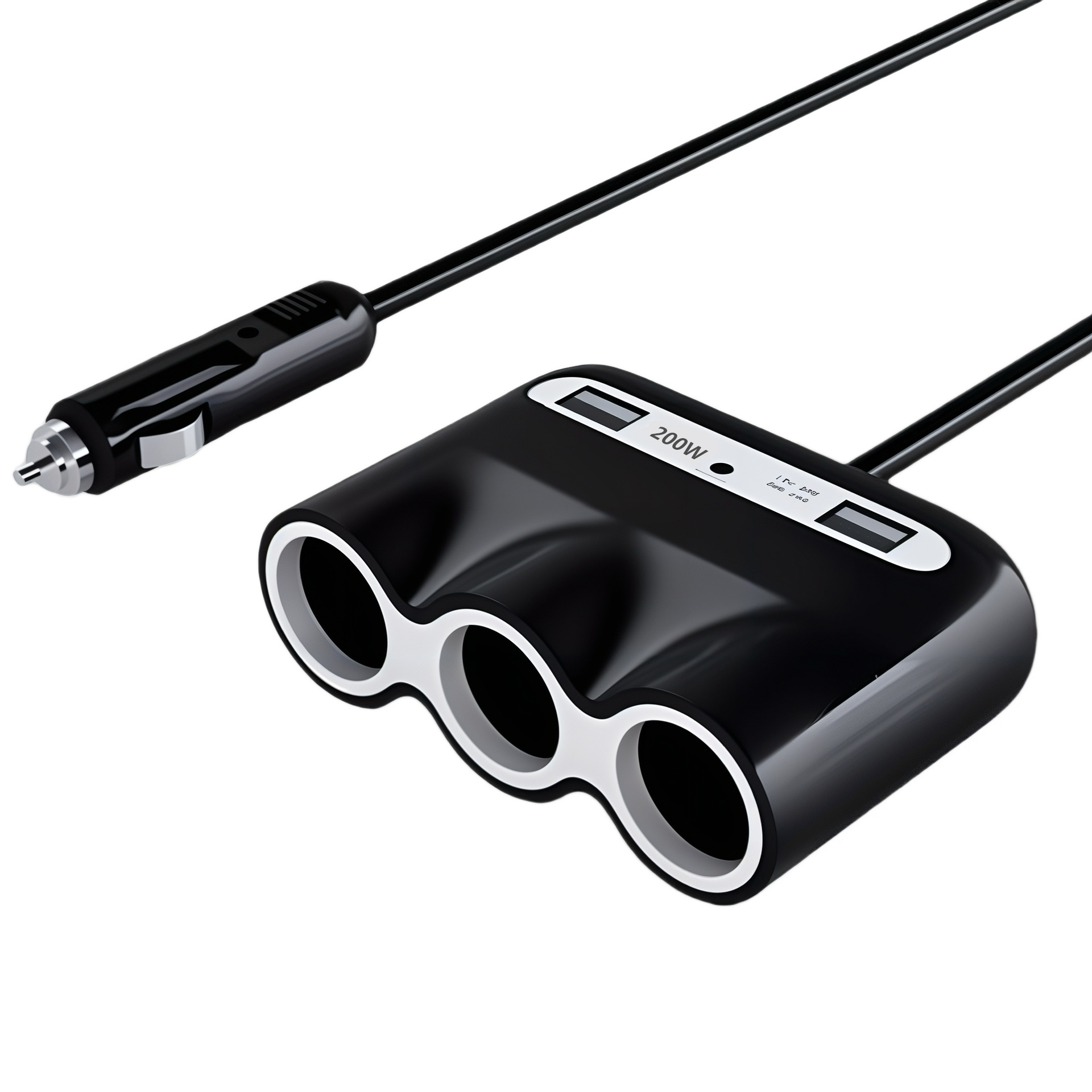 点烟器一拖三快充一变三插座USB汽车转换充电器电源车载充电200W