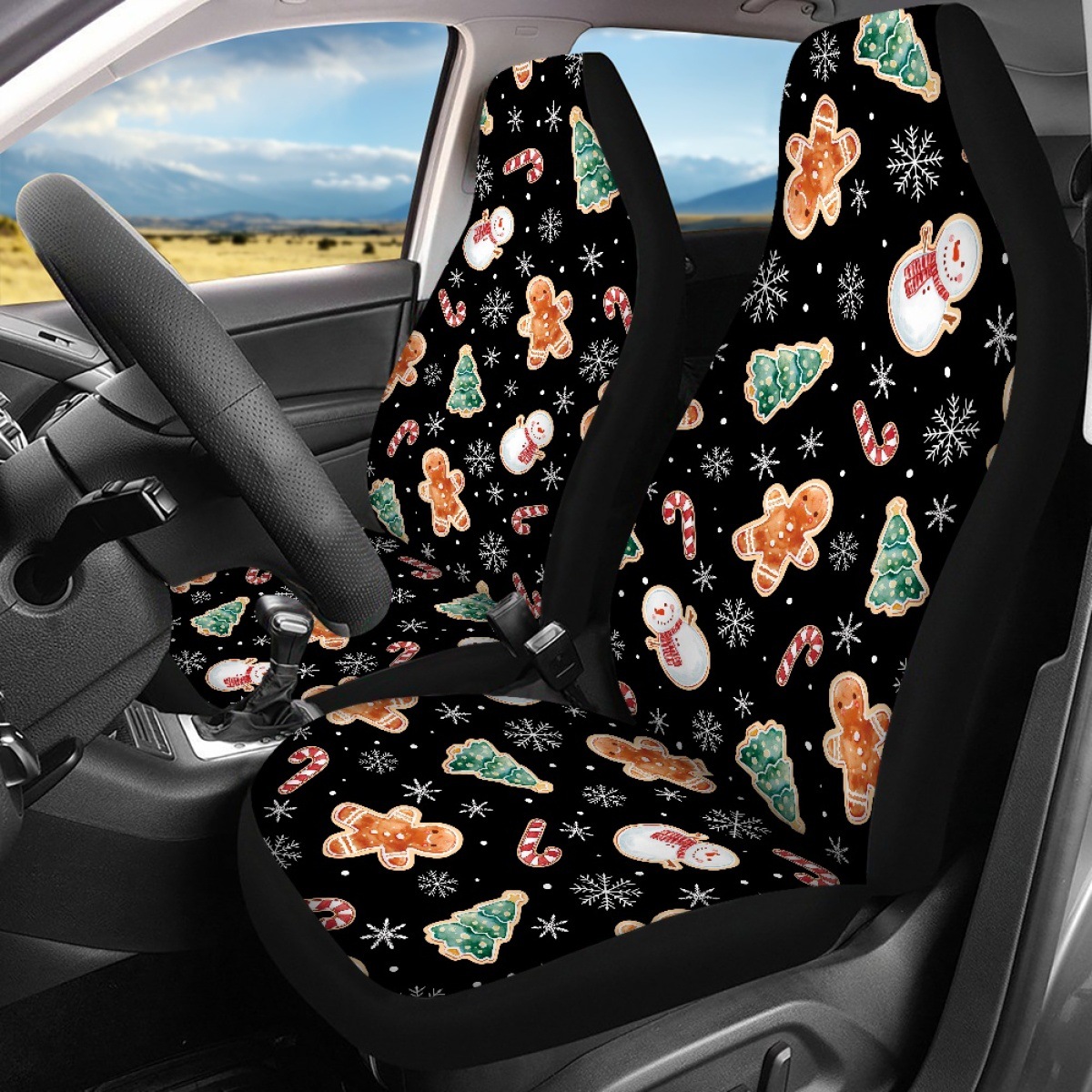 Cross-border Amazon Christmas-themed cat car seat covers, front and rear seat protectors, car interior decorations