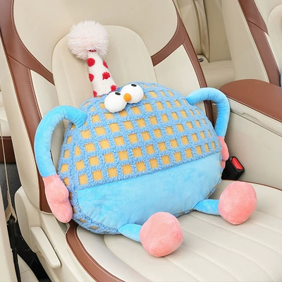 Waist support Headrest Neck Pillow Interior Accessories - plush-monster-lumbar-support-blue