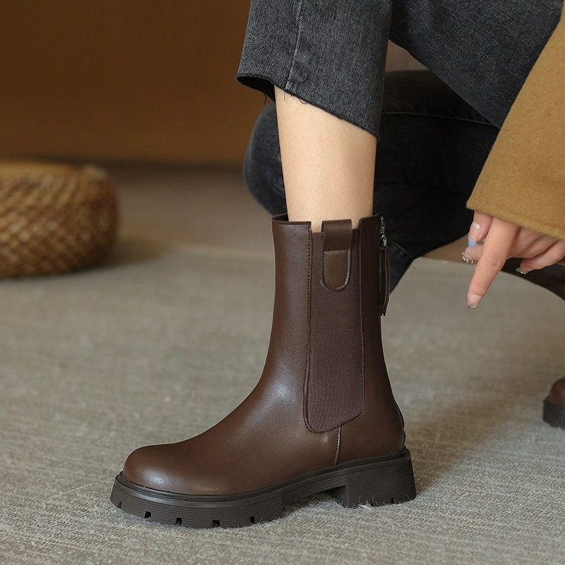 Ботинки больших размеров (34-43), повседневные, на толстой подошве, короткие, женские, челси, осенне-зимние, новые, женская обувь, оптовая продажа, дропшиппинг
