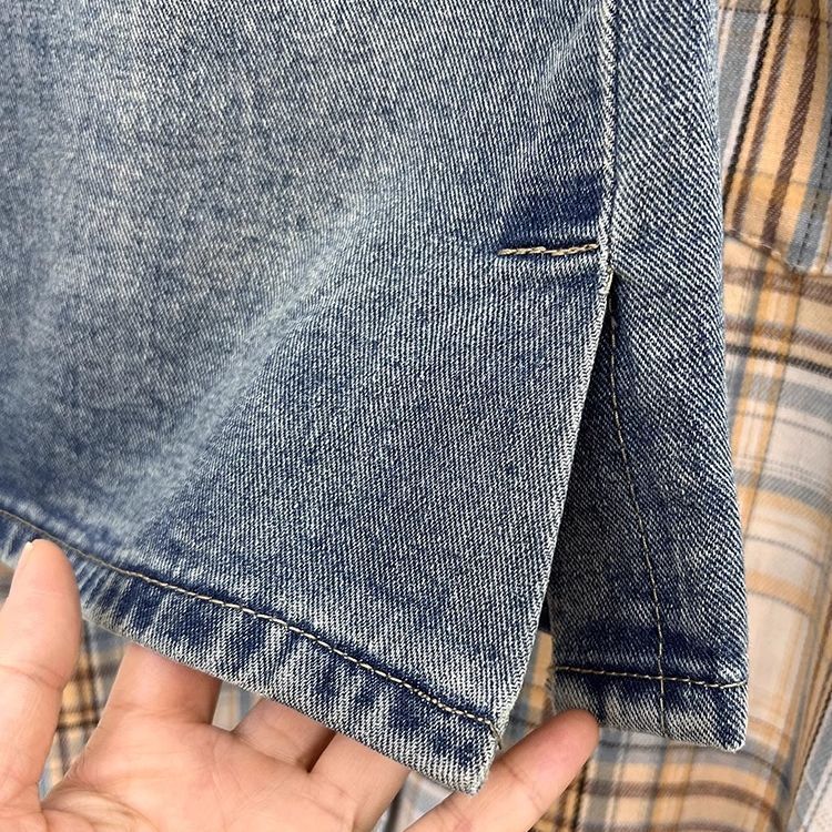 Retro summer fitted denim skirt
