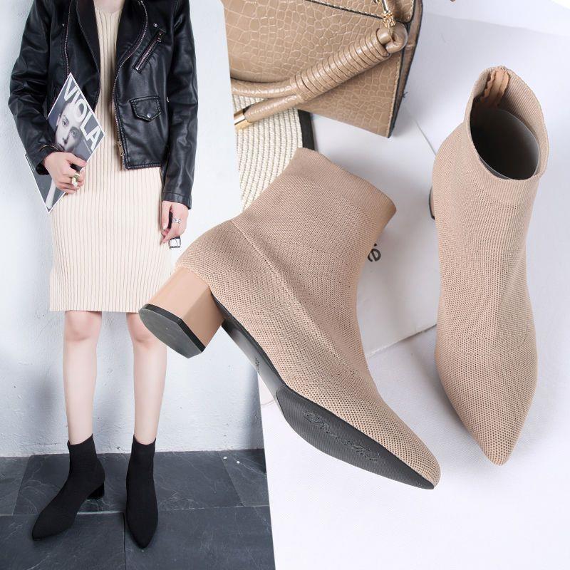 Women's Lightweight Summer Knit Ankle Boots Breathable Versatile_voghion.com
