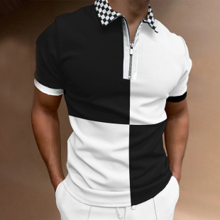 2025 Summer Amazon Wish Men's Foreign Trade Printed Short Sleeve Fashion Polo Shirt Dropshipping
