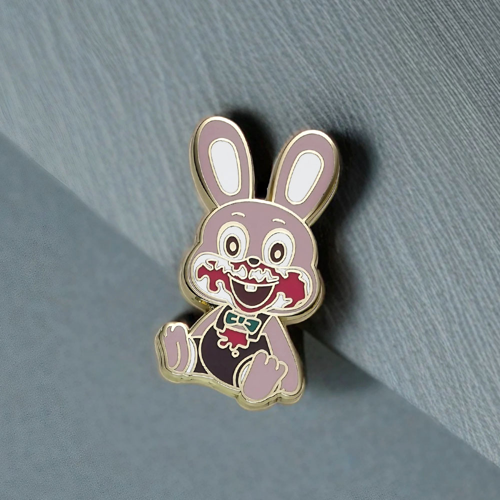 Game Peripheral Silent Hill Brooch Cute Cartoon Pink Rabbit Metal Brooch Collar Backpack Decoration