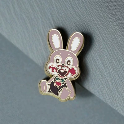 Game Peripheral Silent Hill Brooch Cute Cartoon Pink Rabbit Metal Brooch Collar Backpack Decoration