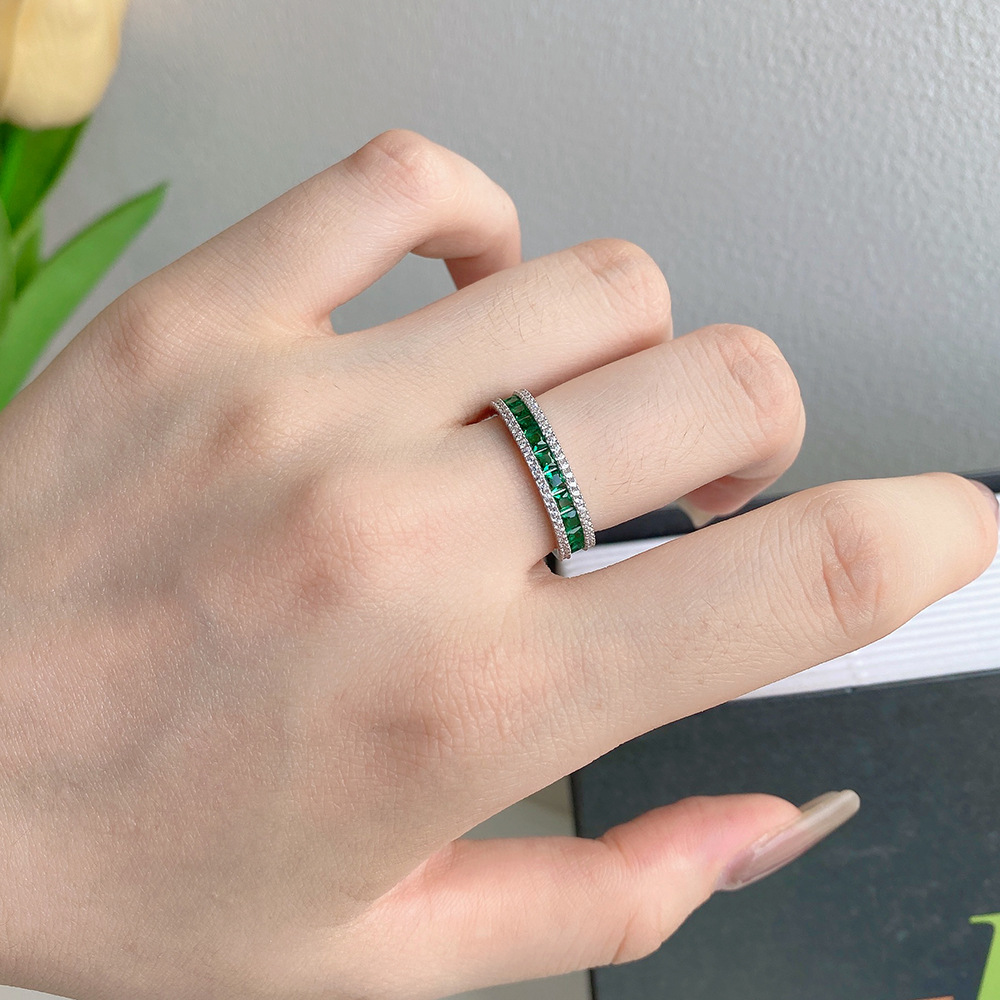 Luxurious Geometric Sterling Silver Plating Zircon Rings