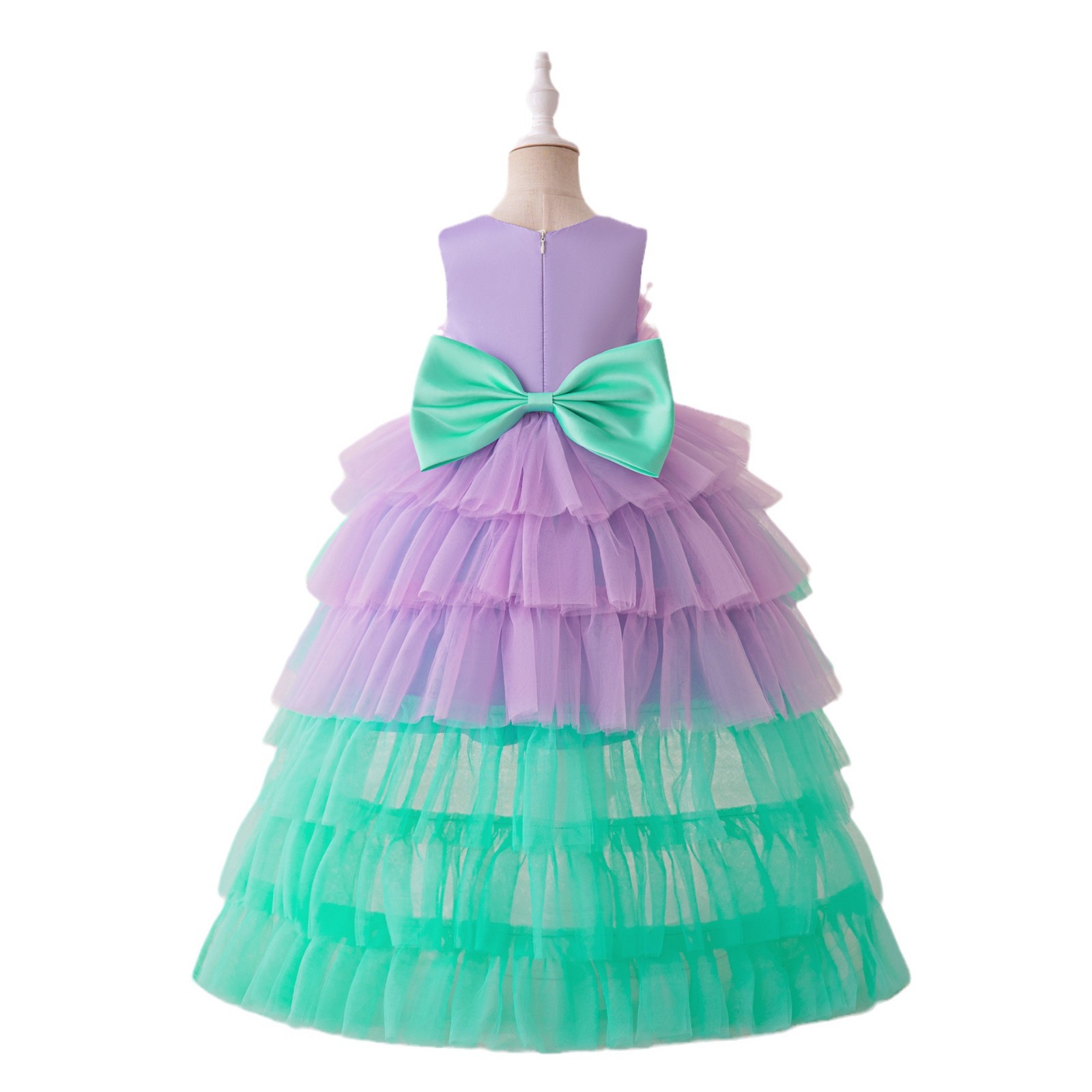 Nuevo vestido de niñas vestido de princesa cola desmontable arco de mariposa estilo extranjero ropa de desfile de modelo infantil
