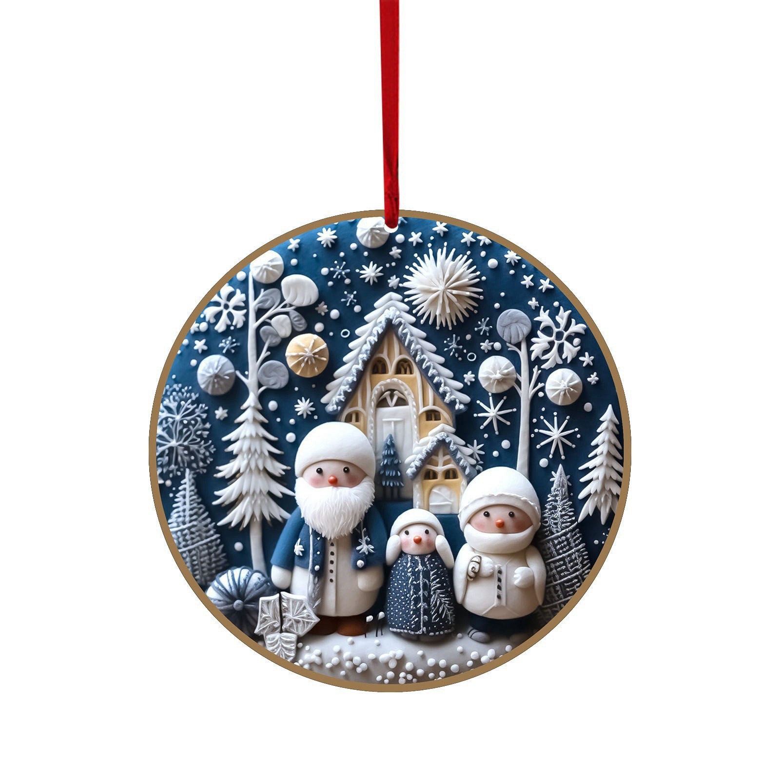 Nuevos productos transfronterizos de Navidad disco azul muñeco de nieve alce árbol de Navidad colgante decoración colgante redondo acrílico