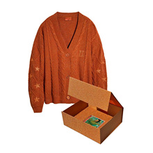 霉霉同款泰勒亚马逊橙色开衫刺绣星星宽松慵懒纽扣开衫气质毛衣