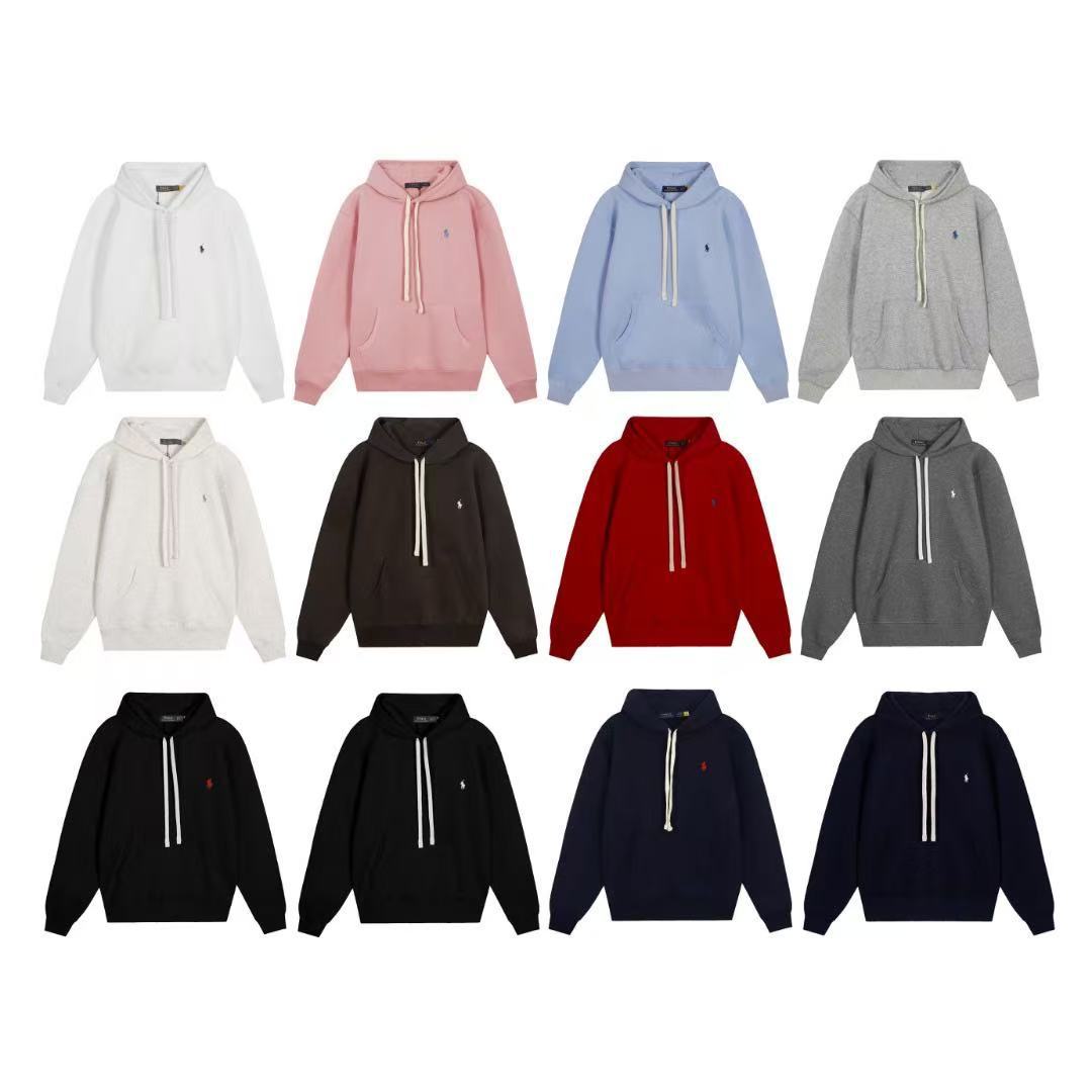Rl Ralph Lauren Logo Hooded Sweatshirt for Women, Heavy Cotton Embroidered Pullover Sweatshirt for Men and Women, Autumn Couple's Long-Sleeve Hoodie